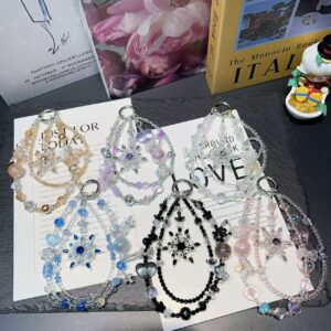 20pcs Beaded Phone Charm Wrist Strap Lanyard Anti-Lost Keyring Chain Holder for Women
